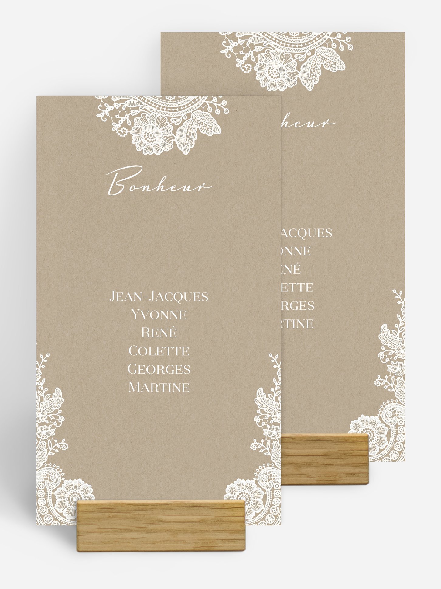 Nom de table mariage Dentelle vintage