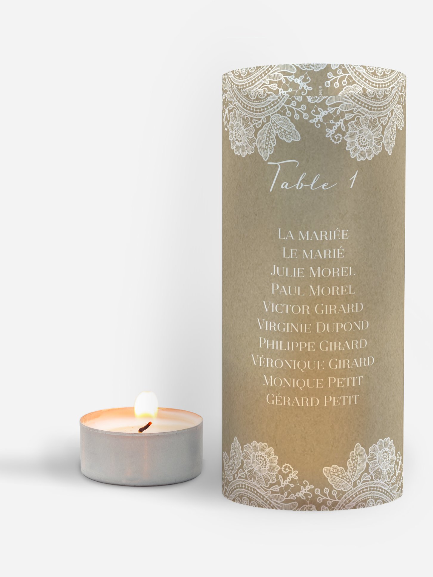 Nom de table mariage Dentelle vintage