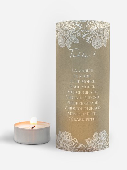 Nom de table mariage Dentelle vintage