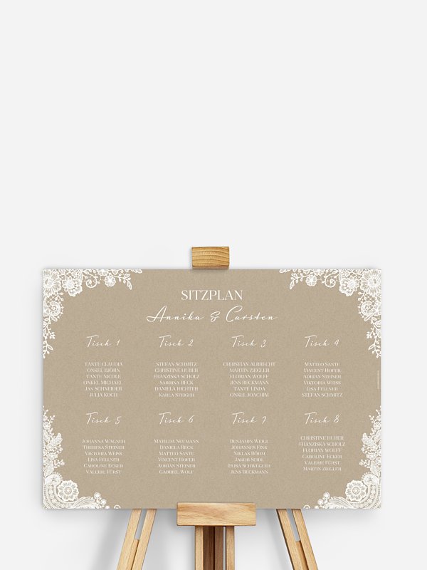 Sitzplan Plakat Vintage Lace