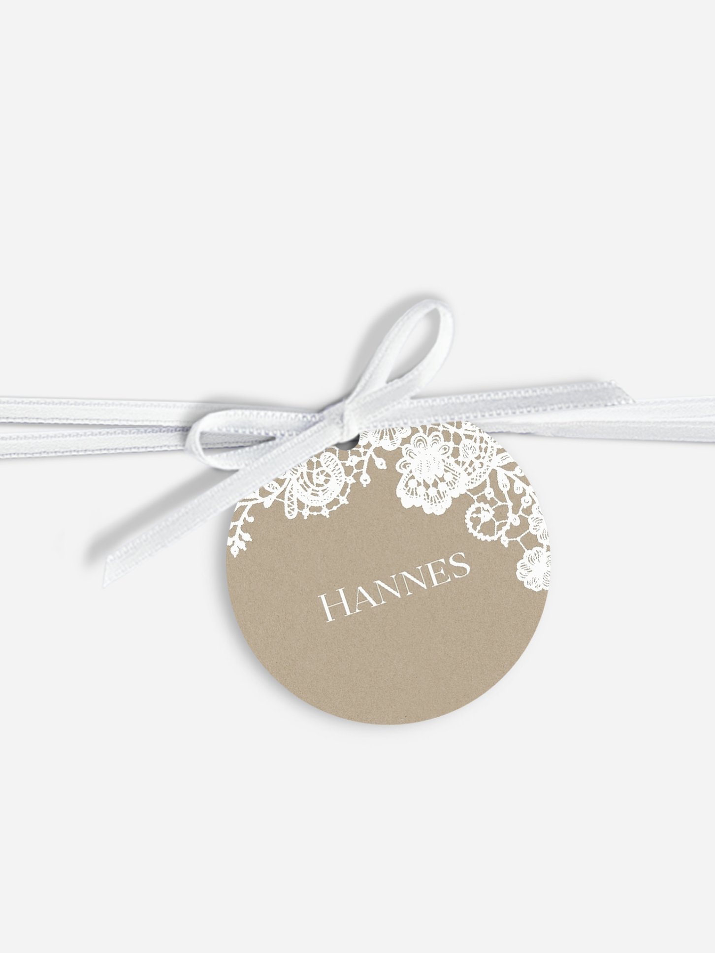 Anhänger mit Band zur Hochzeit personalisiert Vintage Lace
