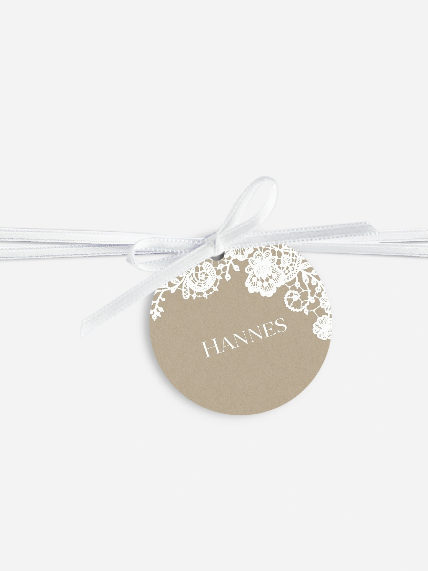 Anhänger mit Band zur Hochzeit personalisiert Vintage Lace