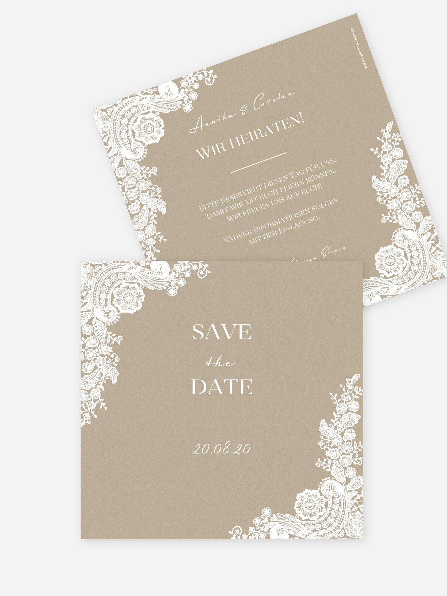 Save-the-Date Karte Vintage Lace
