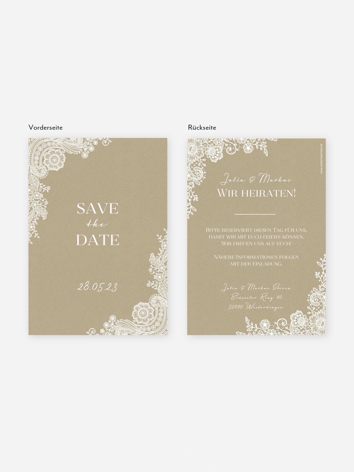 Save-the-Date Karte Vintage Lace