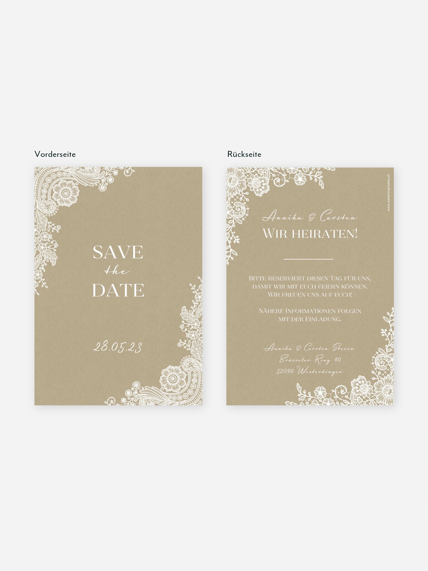 Save-the-Date Karte Vintage Lace