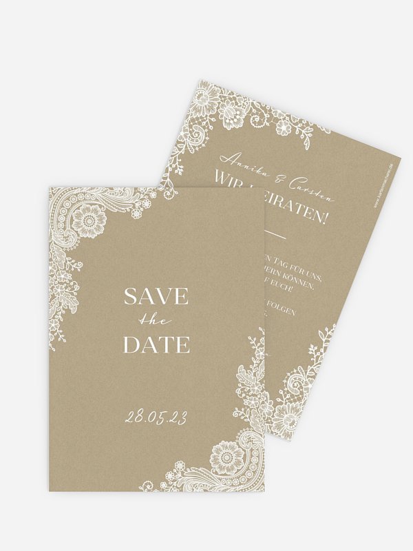 Save-the-Date Karte Vintage Lace