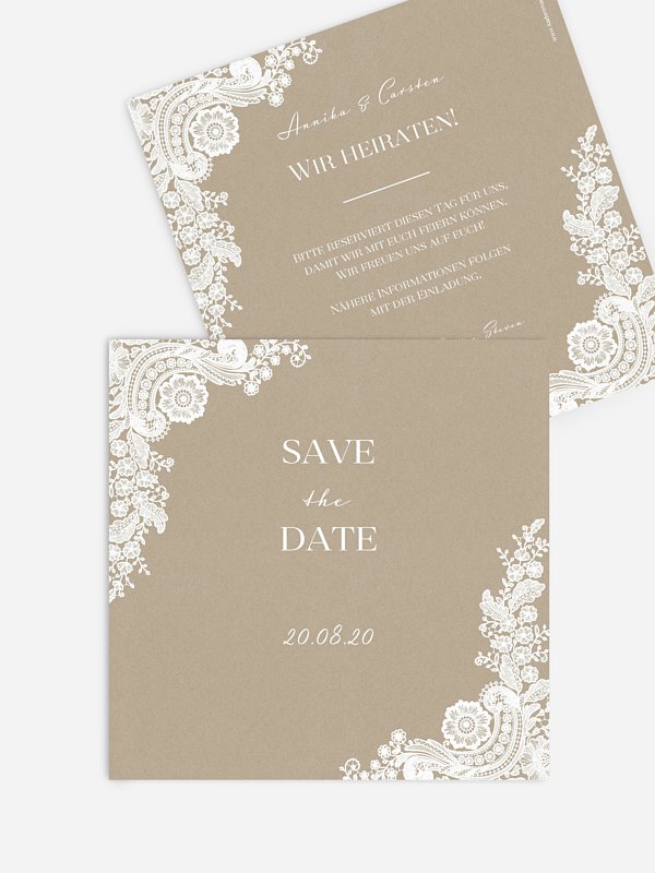Save-the-Date Karte Vintage Lace