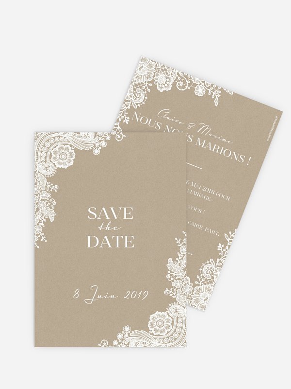 Save the date Dentelle vintage