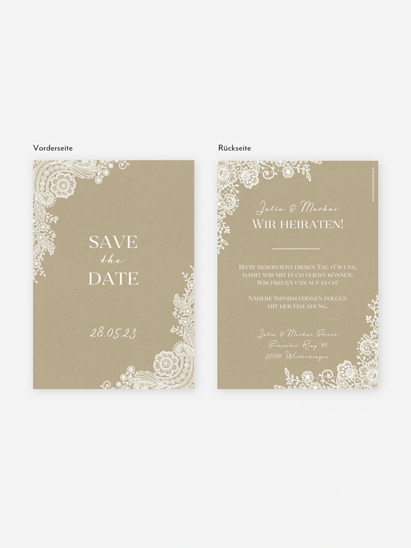 Save-the-Date Karte Vintage Lace
