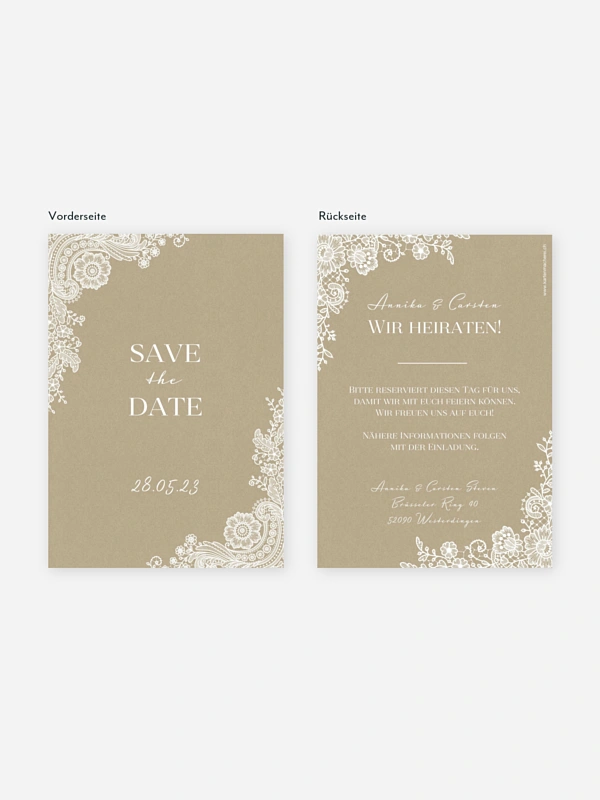 Save-the-Date Karte Vintage Lace