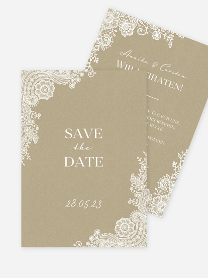 Save-the-Date Karte Vintage Lace