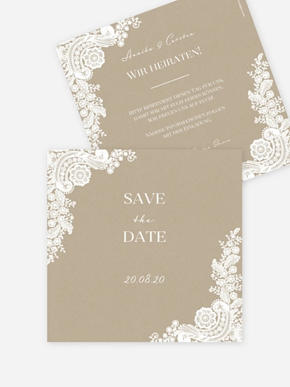 Save-the-Date Karte Vintage Lace