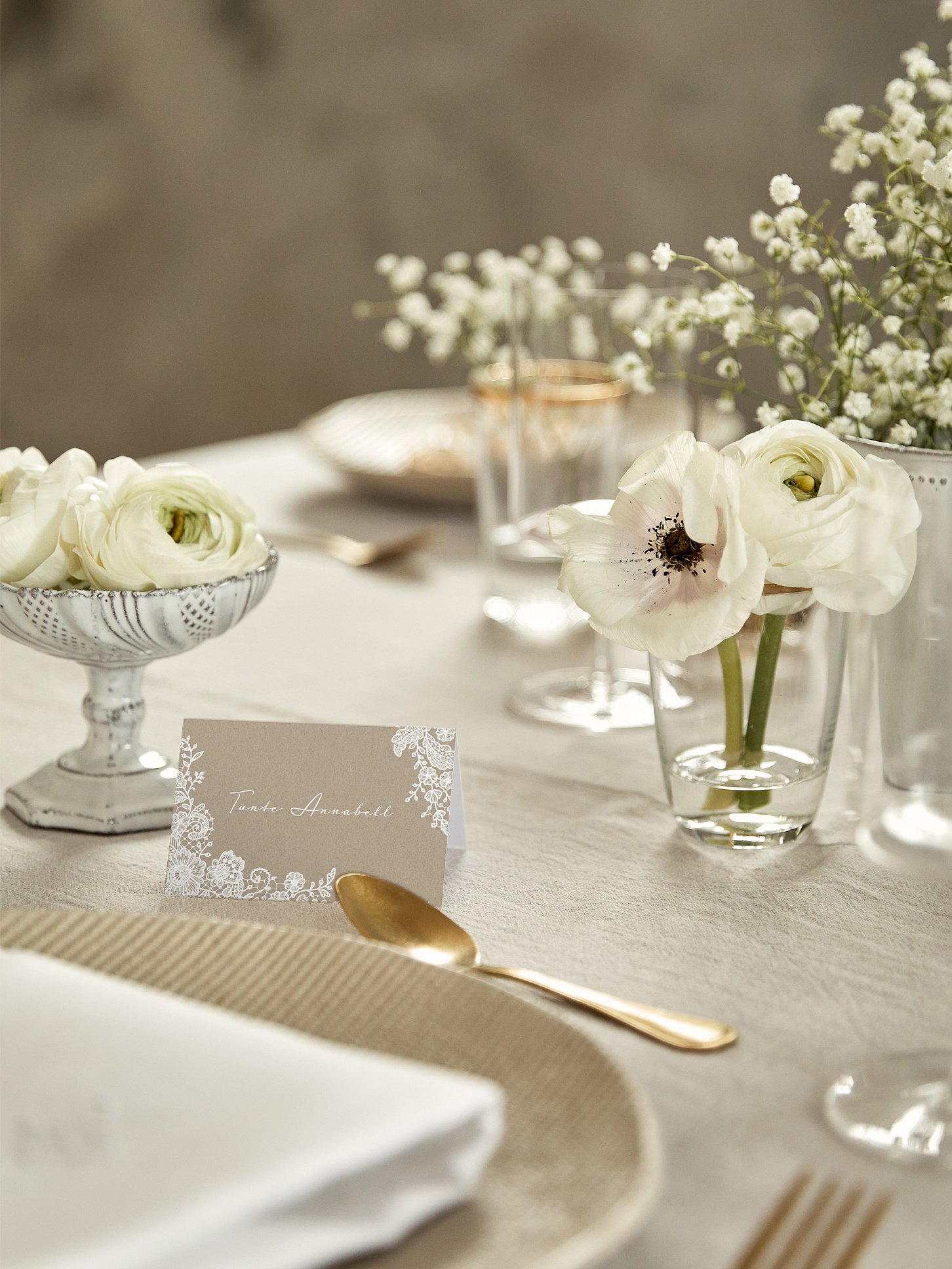 Tischkarte Hochzeit Vintage Lace