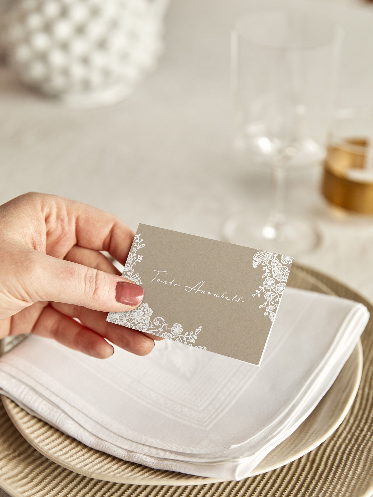 Tischkarte Hochzeit Vintage Lace