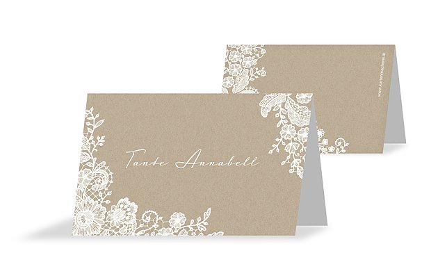 Tischkarte Hochzeit Vintage Lace