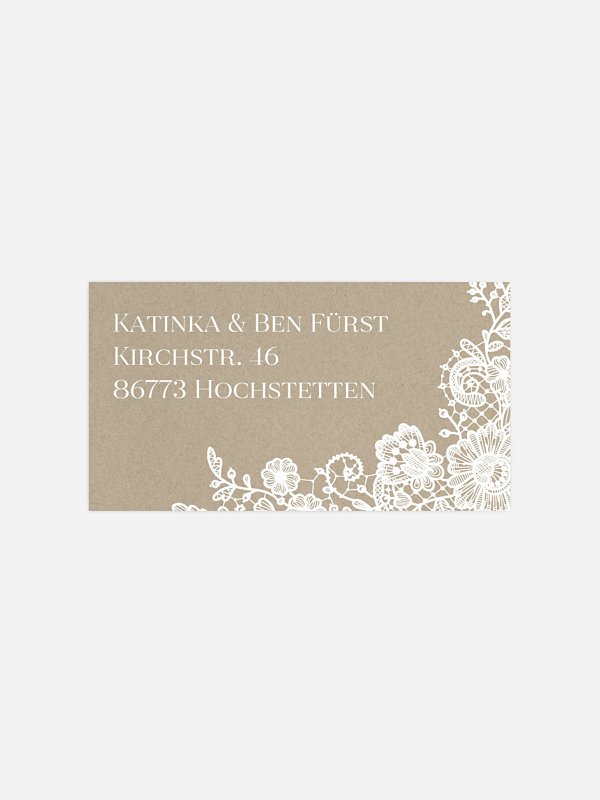 Empfängeraufkleber Hochzeit Vintage Lace