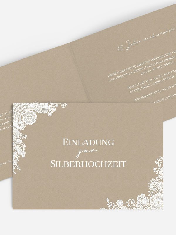 Einladung zur Silberhochzeit Vintage Lace