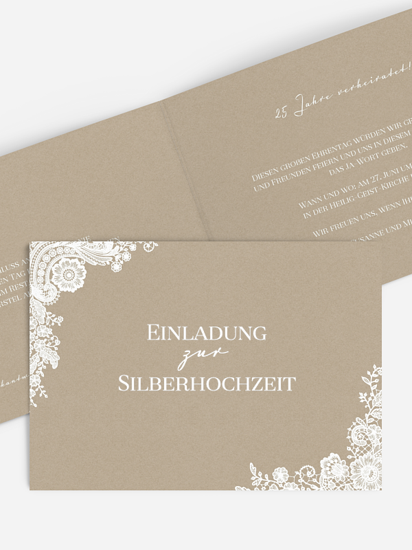 Einladung zur Silberhochzeit Vintage Lace