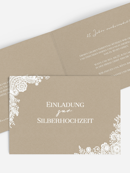 Einladungskarten Zur Silberhochzeit Edel Individuell