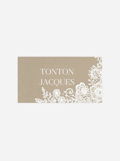 Marque-place autocollant mariage Dentelle vintage