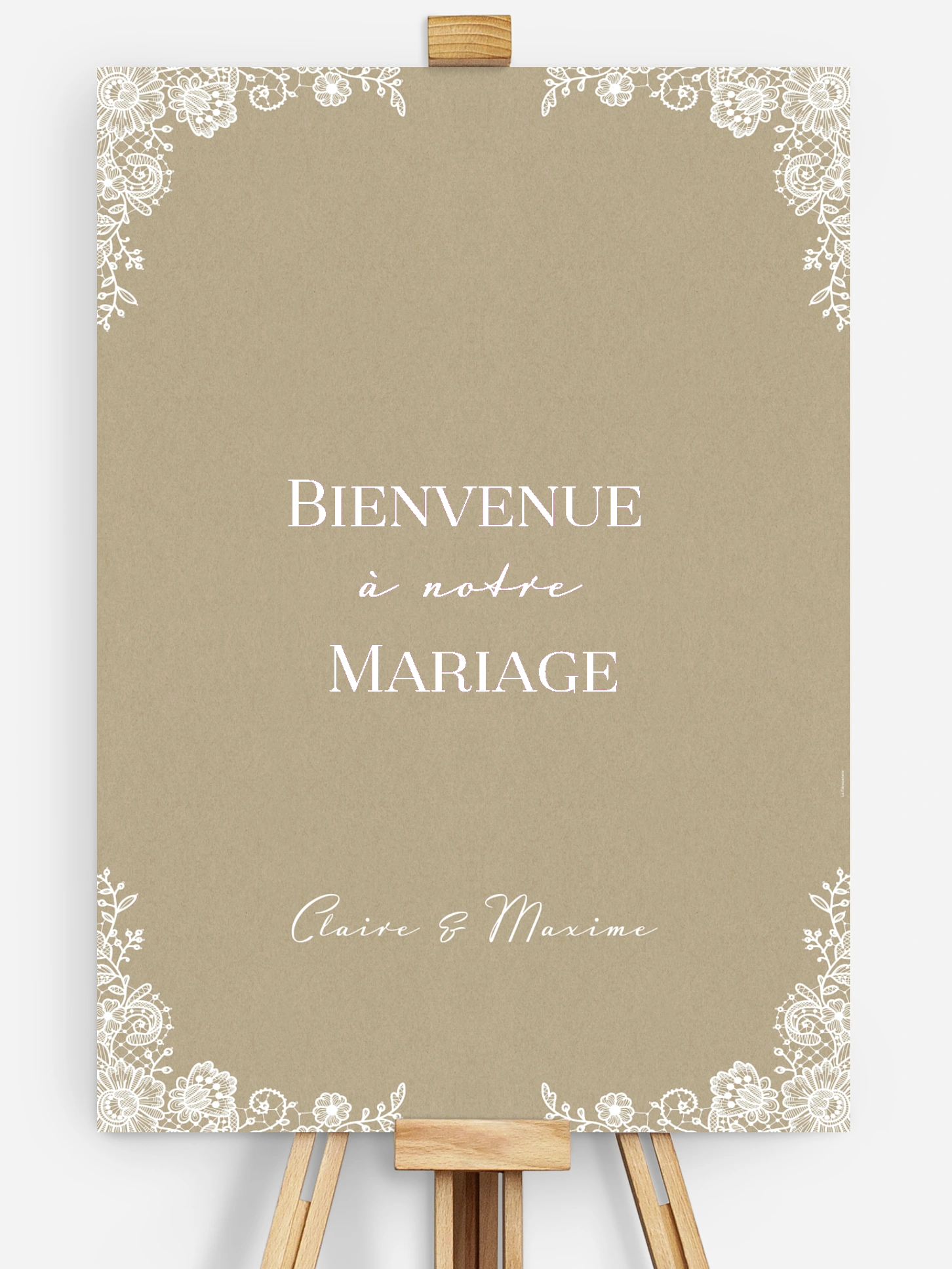 Poster bienvenue mariage Dentelle vintage