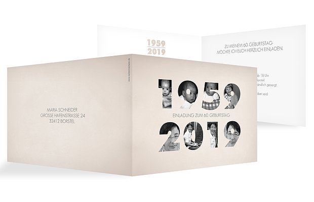Einladungskarten 60 Geburtstag Jahreszahl weiss 2000100001de_DE
