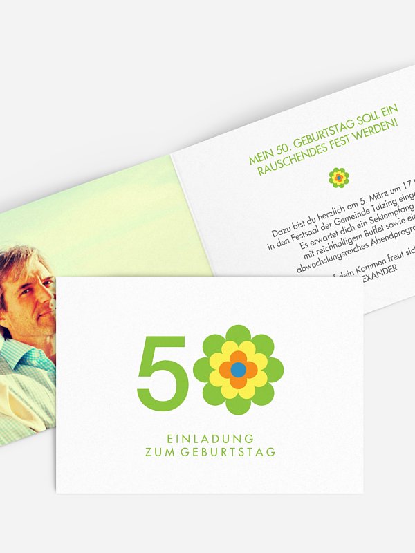 Einladung 50. Geburtstag Prilblume