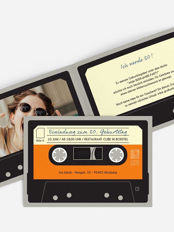 Einladung 30. Geburtstag Kassette