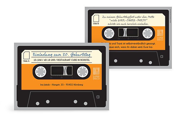 Einladung 30. Geburtstag Kassette