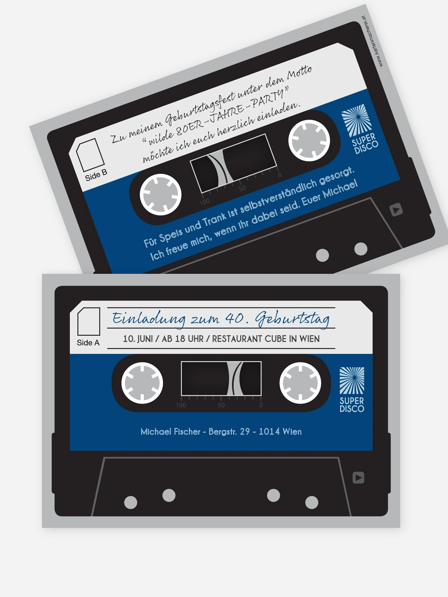 Einladung 40. Geburtstag Kassette