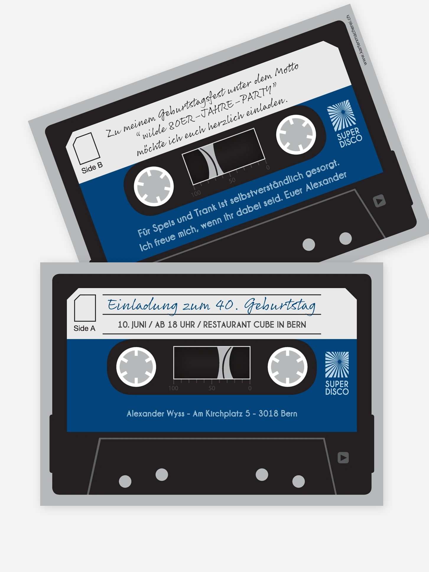 Einladung 40. Geburtstag Kassette