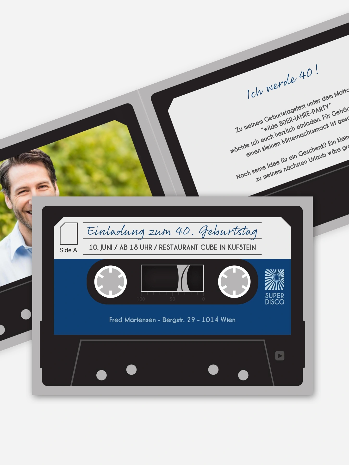 Einladung 40. Geburtstag Kassette