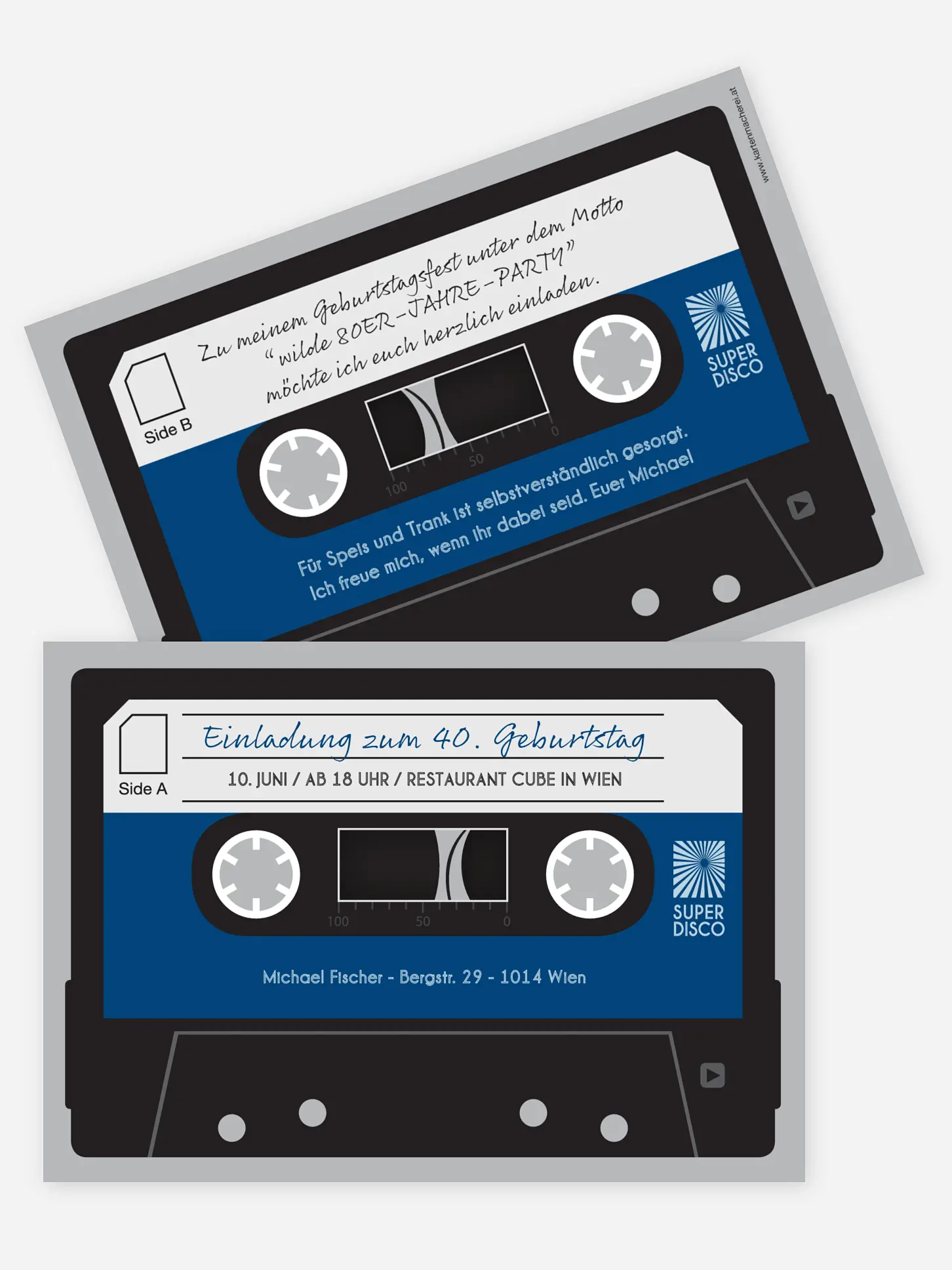 Einladung 40. Geburtstag Kassette