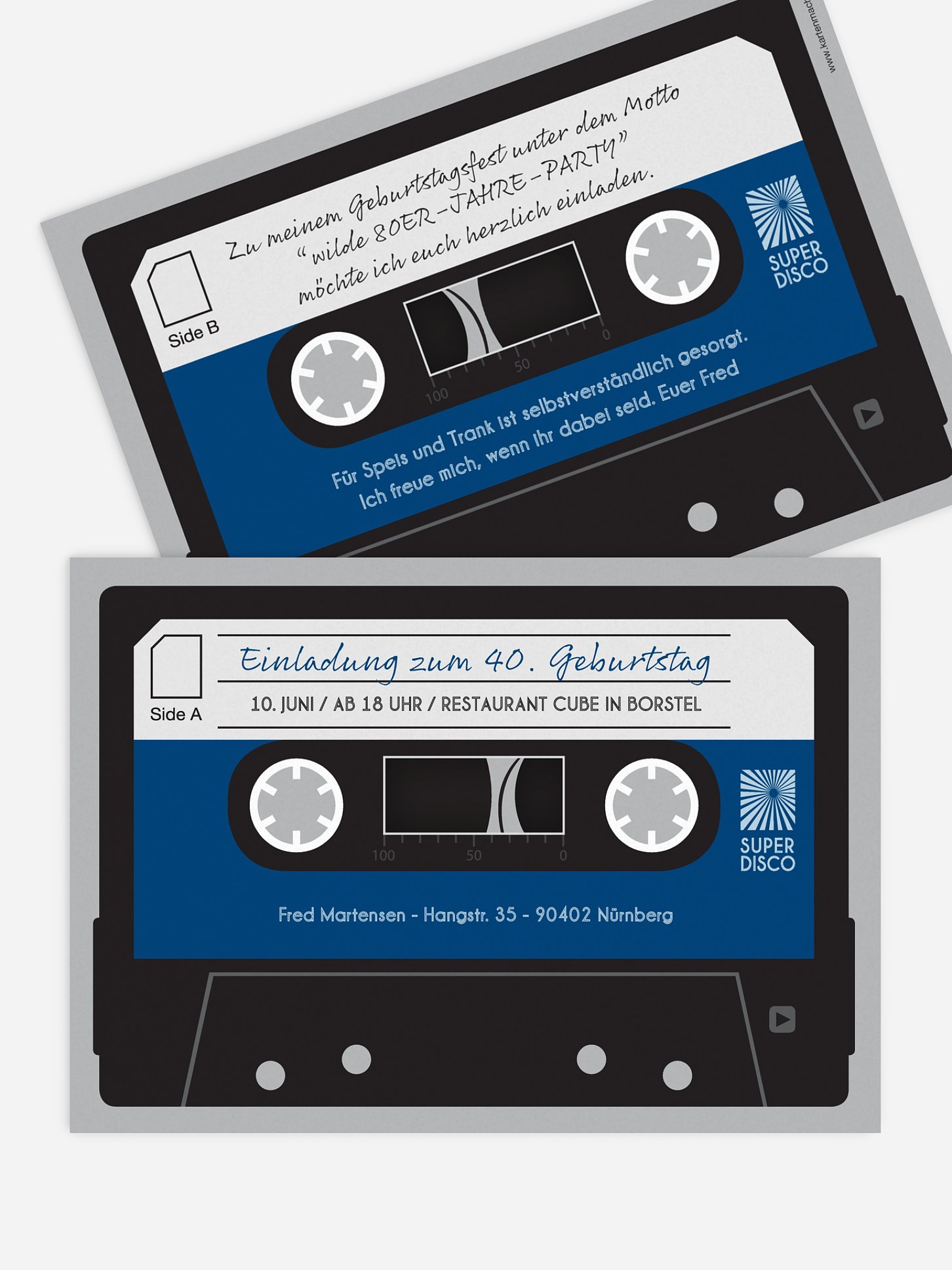 Einladung 40. Geburtstag Kassette