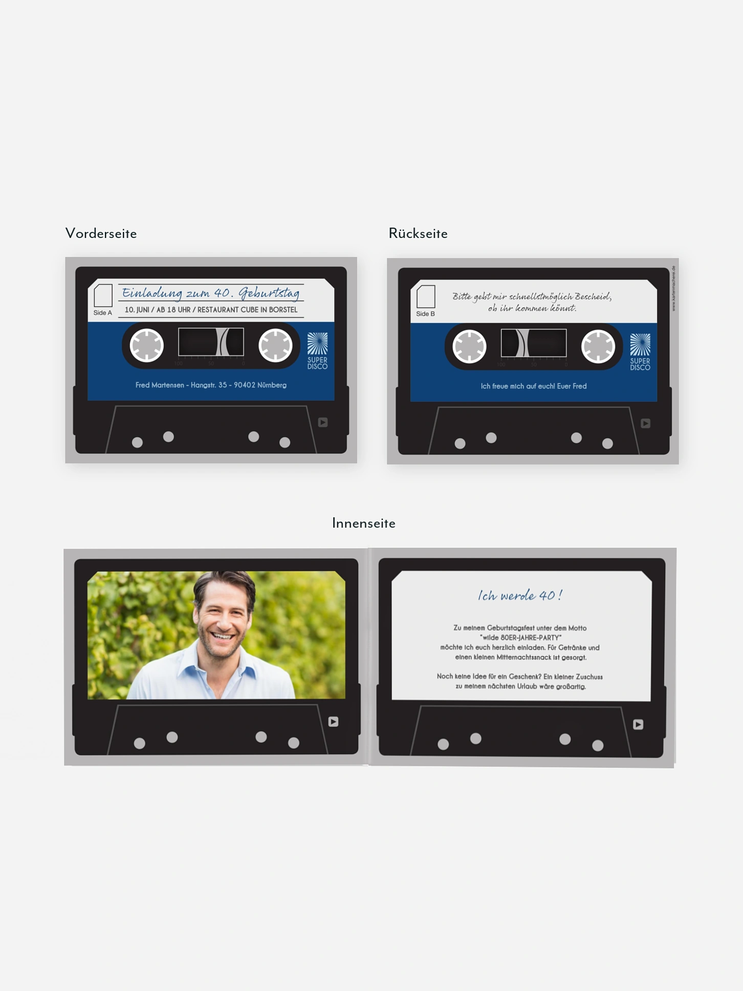 Einladung 40. Geburtstag Kassette