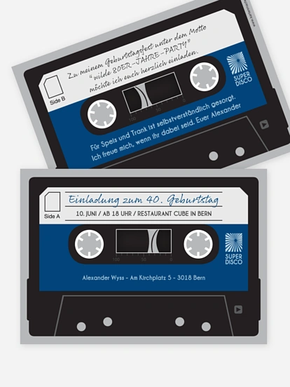 Einladung 40. Geburtstag Kassette