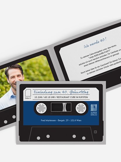 Einladung 40. Geburtstag Kassette