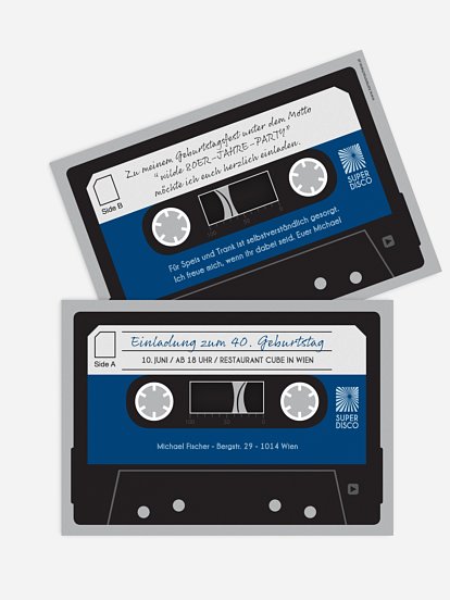 Einladung 40. Geburtstag Kassette