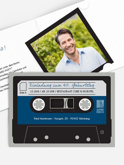 Einladung 40. Geburtstag Kassette