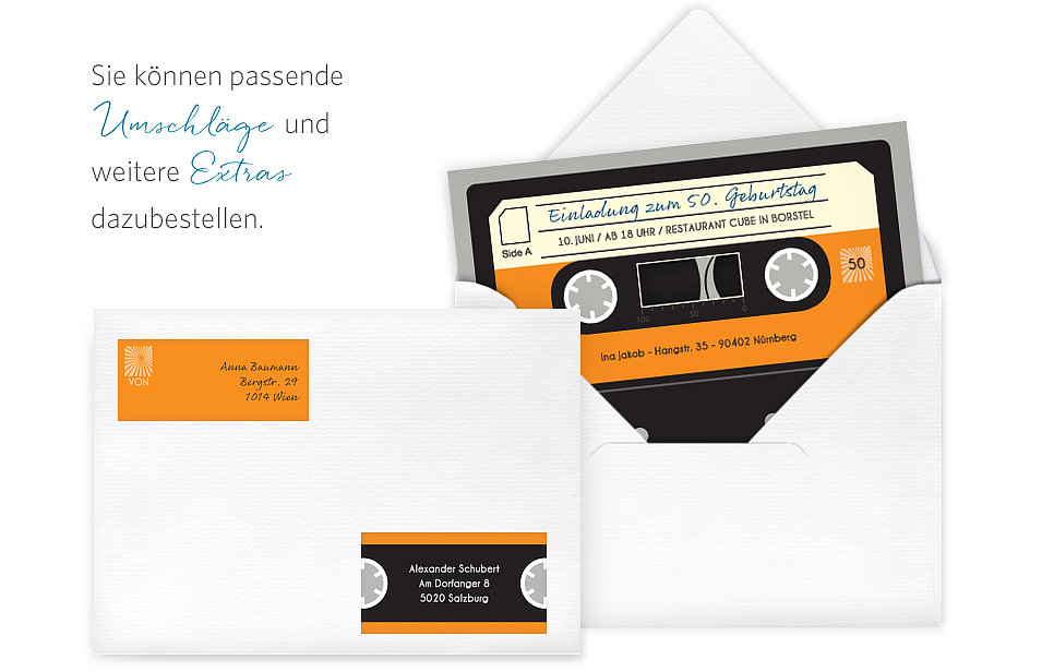 Einladung 50. Geburtstag Kassette