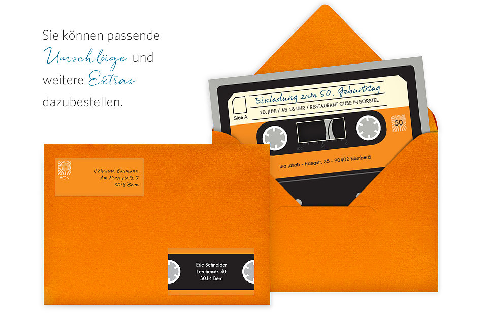 Einladung 50. Geburtstag Kassette
