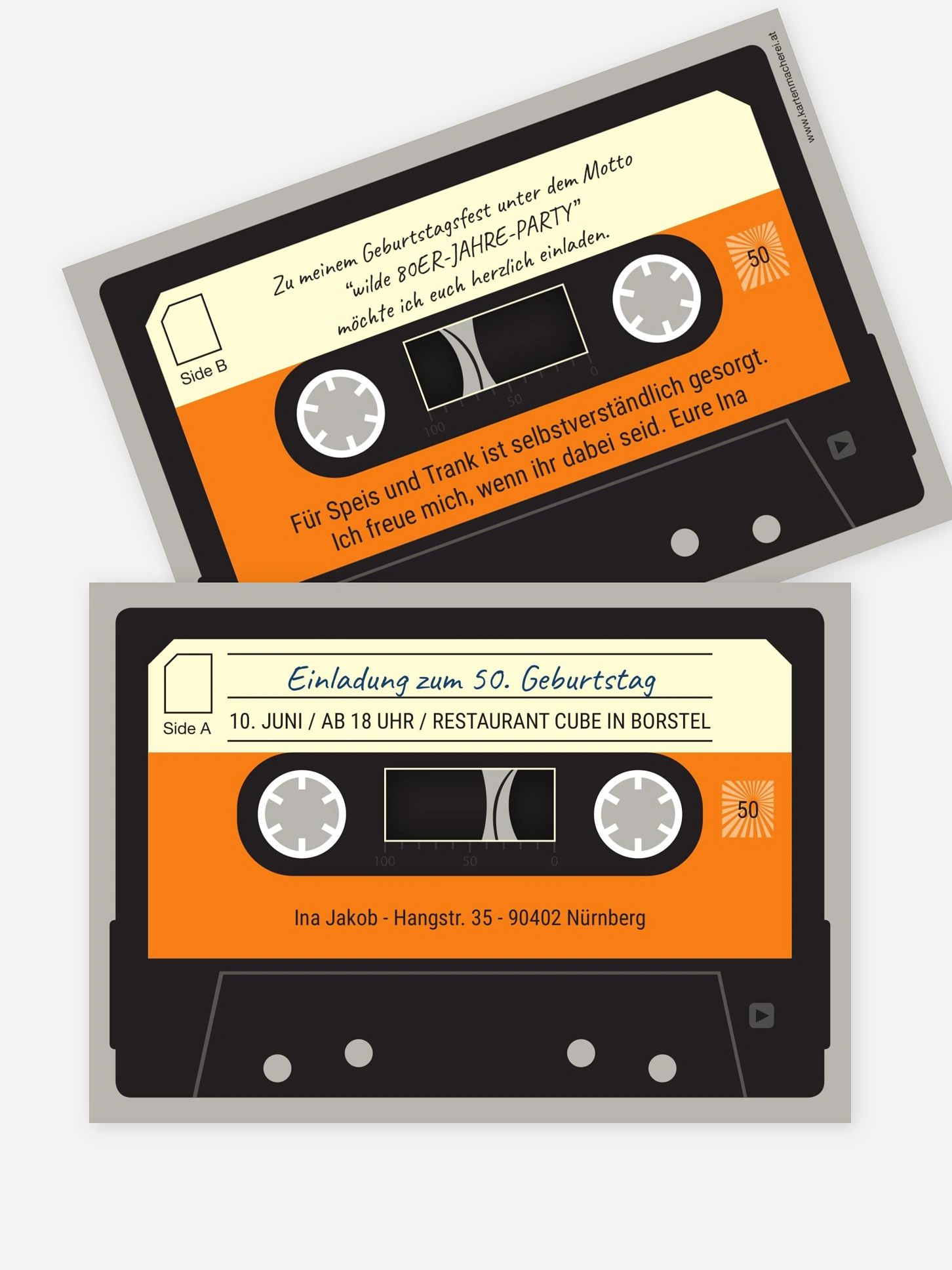 Einladung 50. Geburtstag Kassette