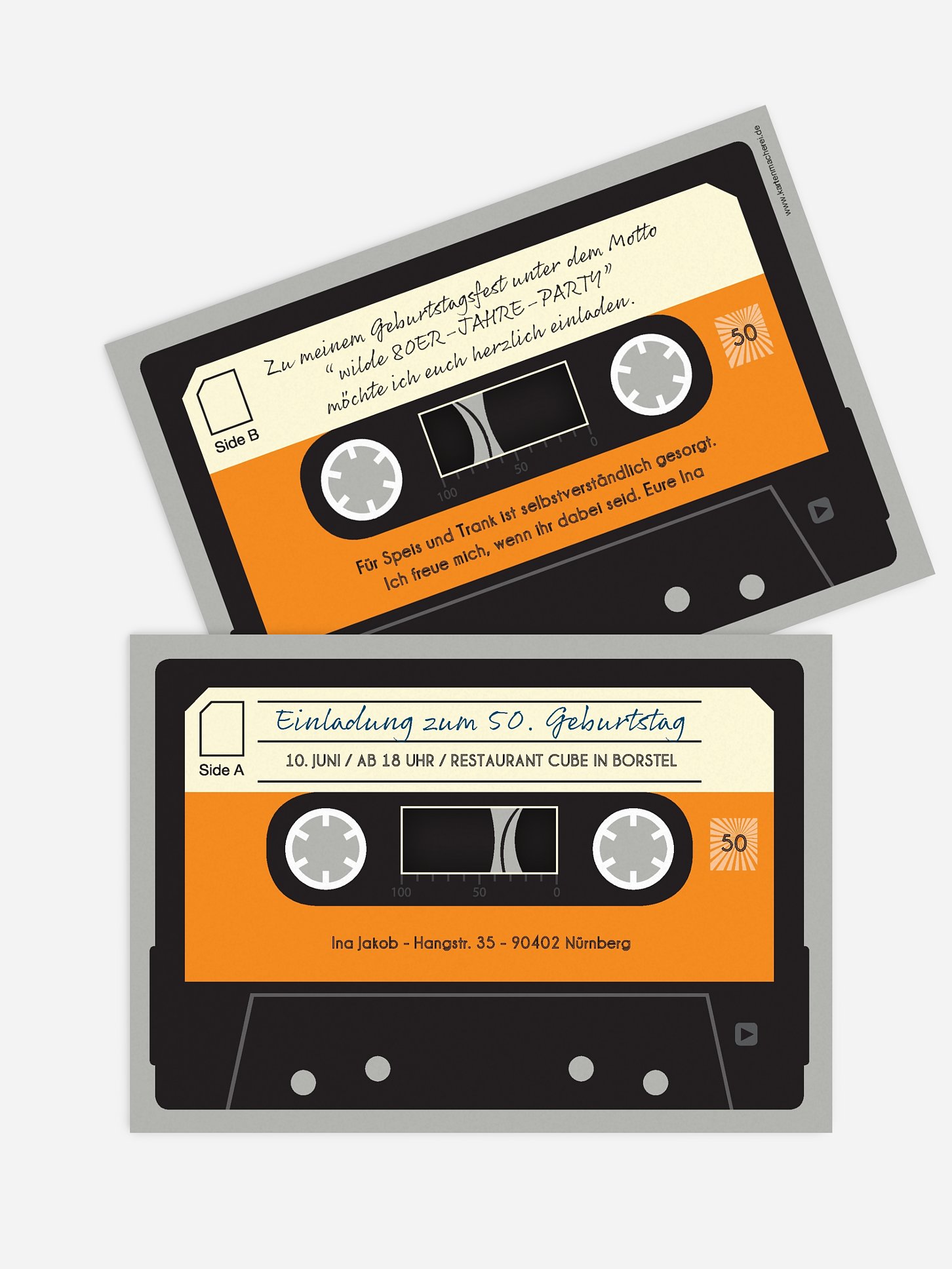 Einladung 50. Geburtstag Kassette