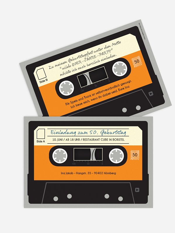 Einladung 50. Geburtstag Kassette