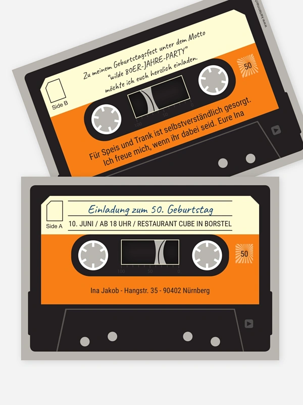 Einladung 50. Geburtstag Kassette