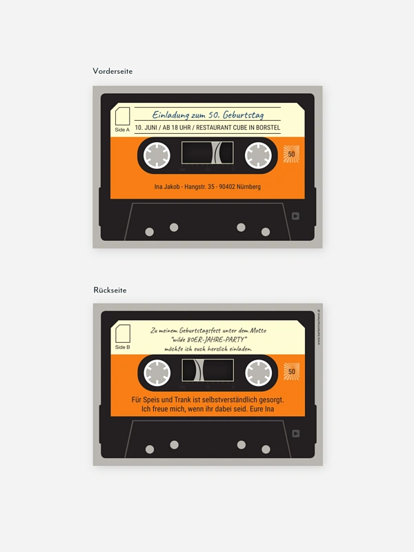 Einladung 50. Geburtstag Kassette