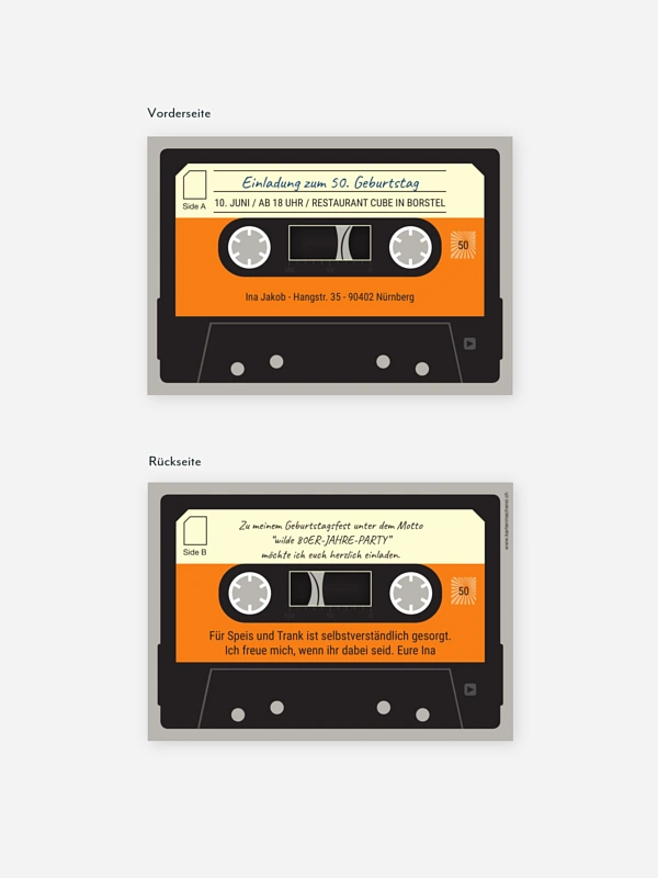 Einladung 50. Geburtstag Kassette
