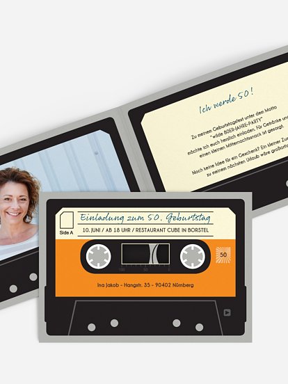 Einladung 50. Geburtstag Kassette