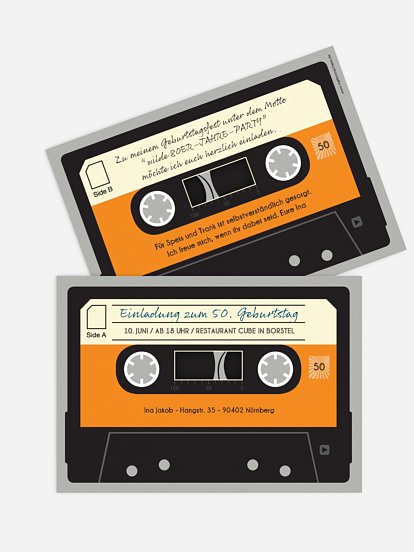 Einladung 50. Geburtstag Kassette
