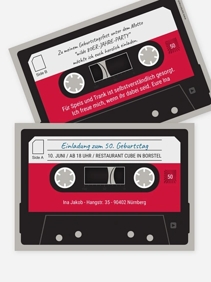 Einladung 50. Geburtstag Kassette